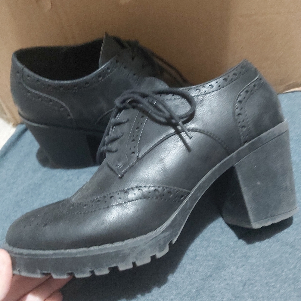 Black, heeled booties